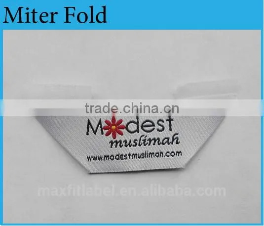 High Quality Custom Mitre Fold Main Woven Label for Clothing photo-2