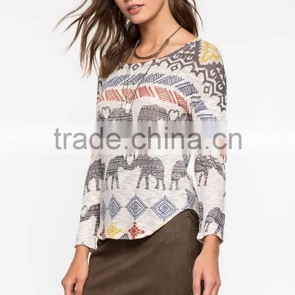 Ladies Elephant Parade Long Sleeve Fashion t Shirt Low Price photo-2