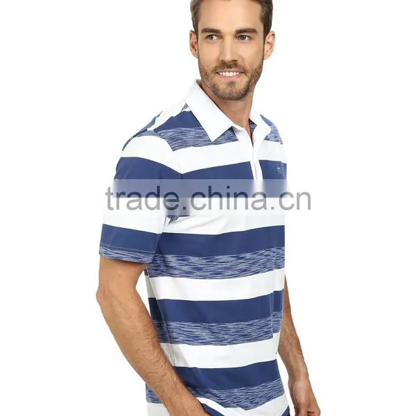 Custom Cheap Blue Striped Polo Shirts for Mens Slim Fit photo-4
