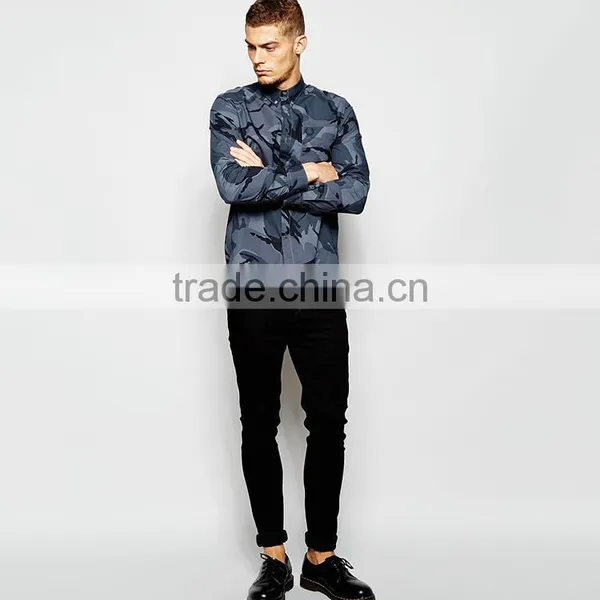 Mens Cheap Flannel Shirt Wreath Shirt With Camo Print photo-4