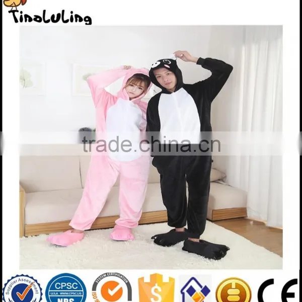 Autumn Spring Winter Flannel Lovers Couples Women Animal Pajamas One Piece Cartoon Sleepwear Cheap Adult Animal Siamese Pyjamas photo-5