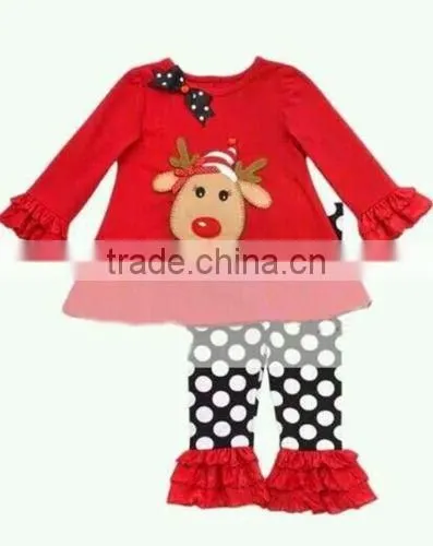 Wholesale Children Boutique Clothe Fo Infant And Toddler Christmas Clothes Set With 100%cotton Kids Persnickety Clothing Set photo-3