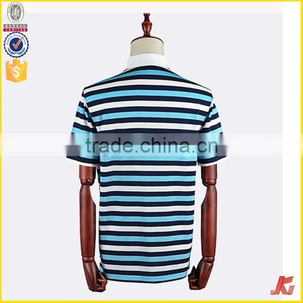 New Fashion Promotion White Collar Cheap Breathable 70% Polyester 30% Cotton Stripe Pique Polo T-shirt photo-2