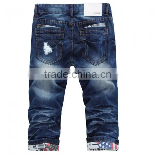 Men Skinny Denim Stretch Shorts Summer Jeans Short photo-3