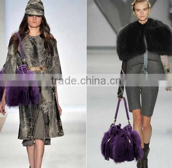 Fox Fur Tote Bag, Fox Fur Bag, Mink Fur BagTop Fashion Fluffy Real Fox Fur and Genuine Cow Leather Women Lady Shoulder Mini Mess photo-2