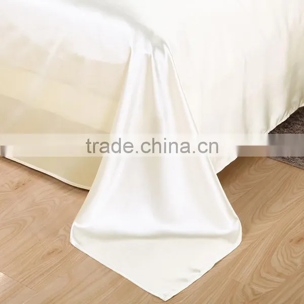 Ivory Color Silk Bedding Sets Twin Full Queen King Size Soft Bedcover Solid Color Duvet Cover Set photo-3