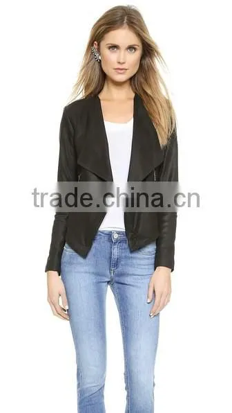 Womens Sexy Asymmetrical Lambskin Leather Jacket photo-2