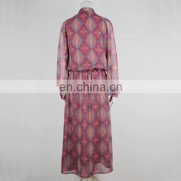 2015 New Fashion Style Ladies Print Chiffon Dress With Button Plachet photo-3