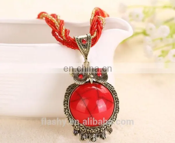 New Fashion 17 Color Owl Pendant Chain Necklace Chrismas Gift Jewelry photo-2