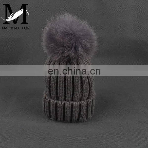 Cute Children Present Fox Fur Pompom Knitted Beanie Earmuff Funny Baby Beanie photo-4