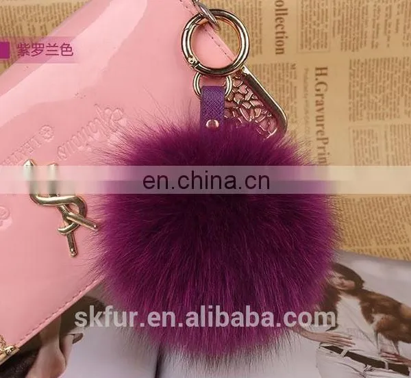 Colorful Fox Fur Pom Pom Keychain photo-4
