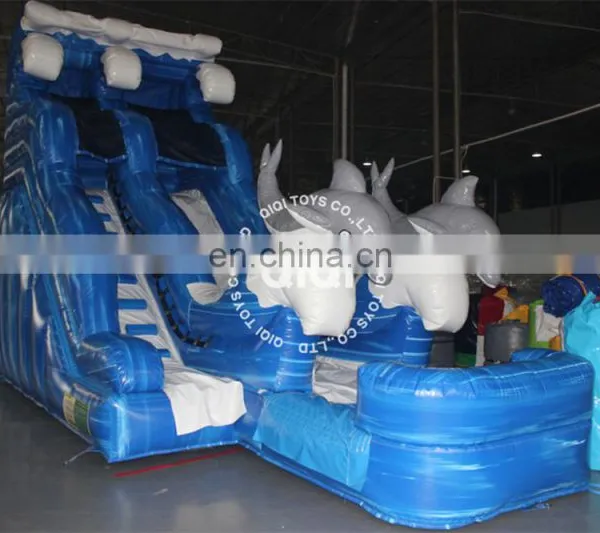 High Quality Children's Park Big Dolphin Inflatable Ocean Wave Slide Inflatable Water Slide photo-4