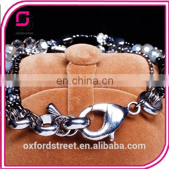 European Retro Fashion Multilayer Glass Bead Alloy Antique Bronze Bracelet photo-5