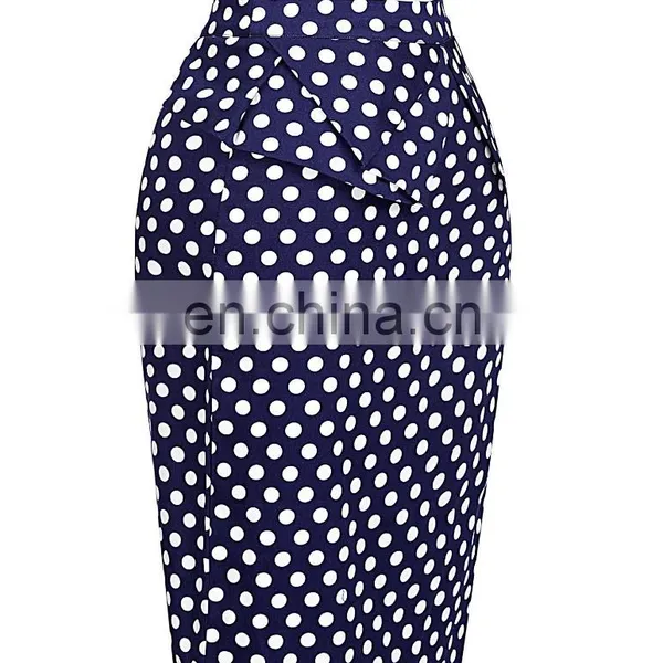 Grace Karin Occident Sexy Women Short Hips Wrapped Retro Cotton Polka Dots Vintage Skirt CL008928-2 photo-2