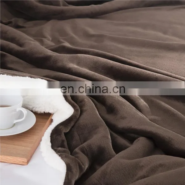 Cheap Brown 100% Superfine Fiber Fleece Sherpa Blanket For Sale photo-5