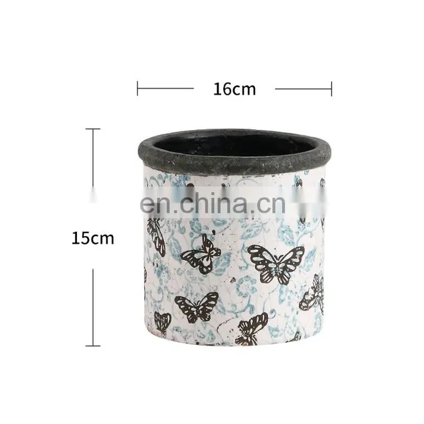 Wholesale Garden Clay Plant Planters Butterfly Relief Design White Ceramic Cheap Flower Pots for Home Decor photo-4