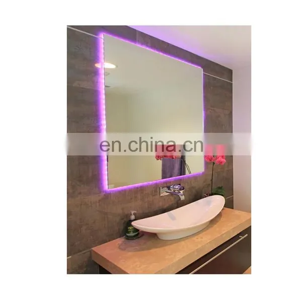 Silver Round Rectangular Purple Usb Bathroom Luxury Wall Touch Led Makeup Vanity Mirror photo-2