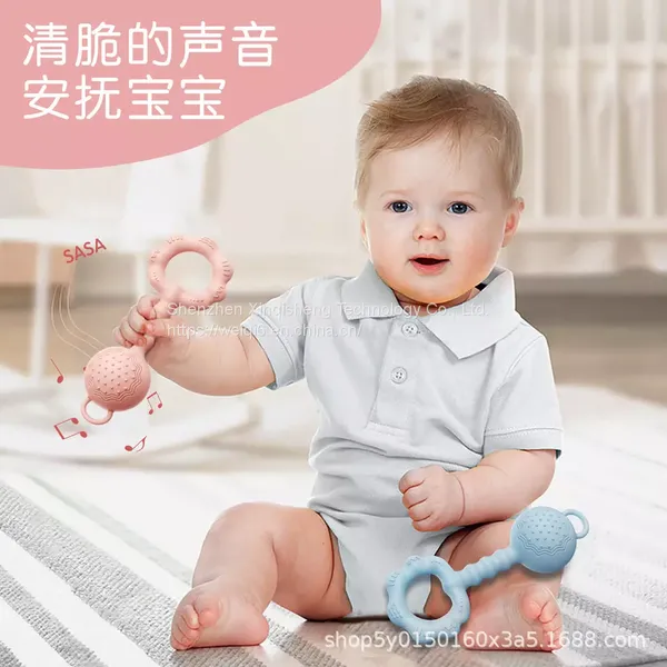 Custom Baby Teethers Wholesale Silicone Baby Rattling Teething Toys Food Grade Silicone Custom Silicone Teether photo-4