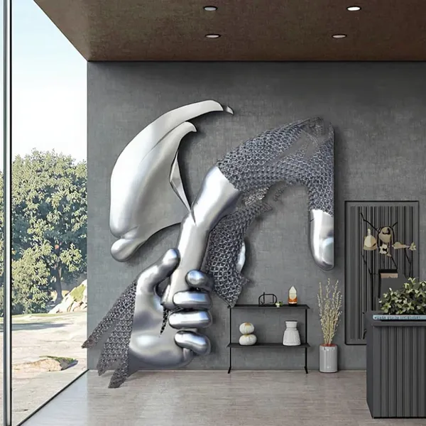 Durable Outdoor Decorations for Factory Galleries and City Squares / Sand-proof Chain Design / Mirror-polished Cold Gray Texture