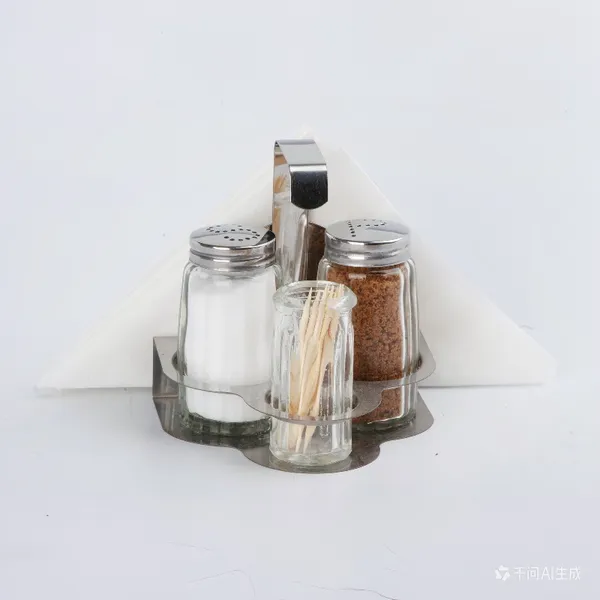 4 Piece Condiment Set PepperSaltToothpick Stand Glass and Stainless Steel Napkin Holder
