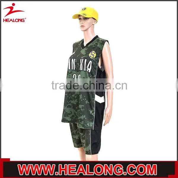 Cheap Price Unisex Submation Reversible Camo Basketball Uniform With Cap photo-2