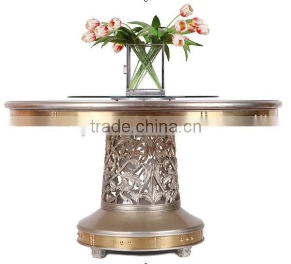 European Style Classic Dining Room Set Solid Wood Dining Table and Antique Wine Cabinet photo-2