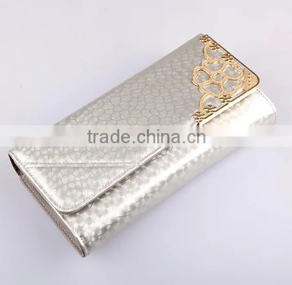 4542 2016 Fashionable Silver Body With Light Gold Decoration Womens Wallets photo-2
