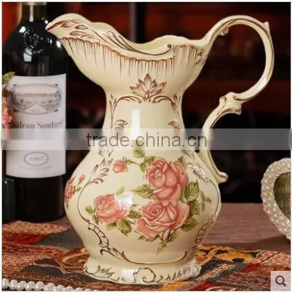 Hand Painting Ceramic Porcelain Flower Vases European Style With Handle Quality Choice