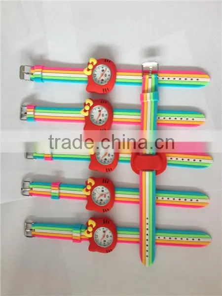 Hot Rainbow Colors Water Proof Silicone Wristwatches With Octopus for Girls photo-3
