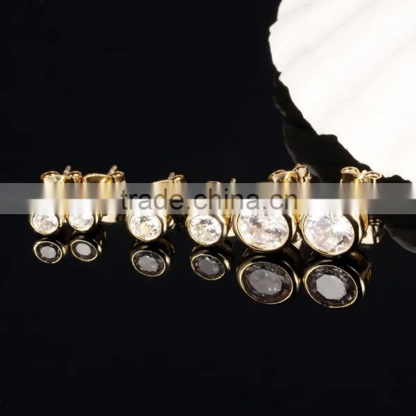 2016 New Wholesale Fashion Jewelry Ladies Earrings Designs Clear Crystal Gold Earring photo-2