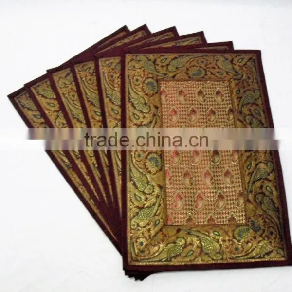 Indian Silk Table Runner With 6 Place Mats & 6 Coaster in Red Color Size 16*62 photo-2
