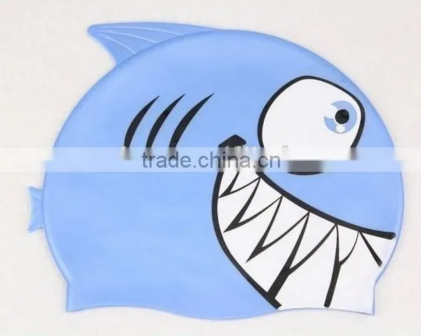 Women Men Kid Fish Shark Cartoon Design Silicone Shark Swimming Caps photo-2