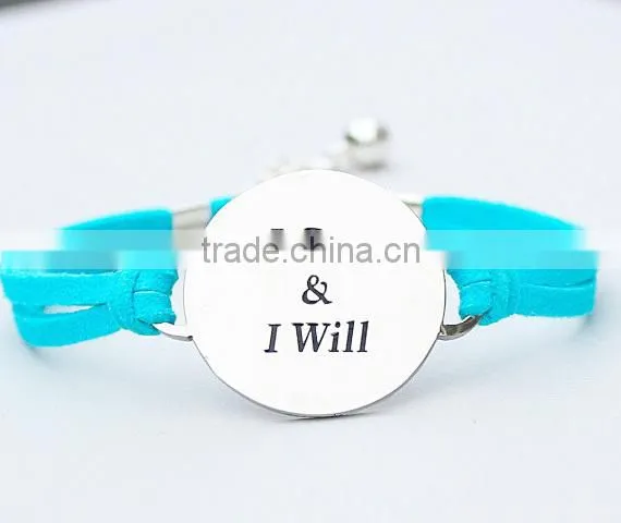 Custom I Can and I Will Logo Inspirational Charm Bracelet Round Plate photo-3