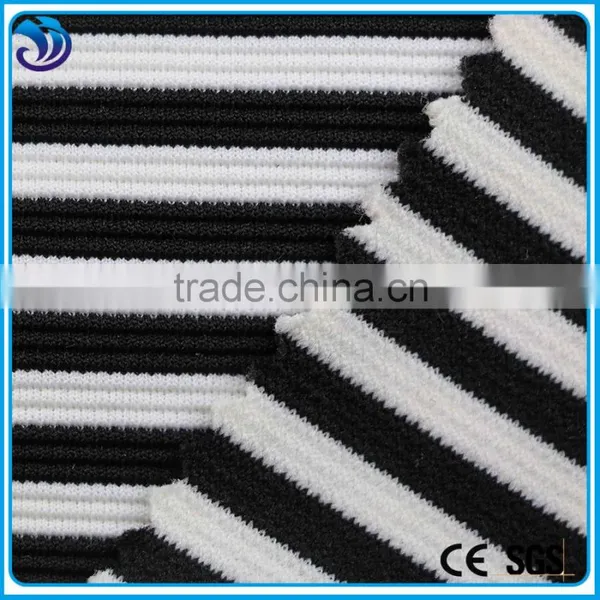 Classic Design Jacquard White and Black Stripe Printed Spandex Polyester Fabric photo-3