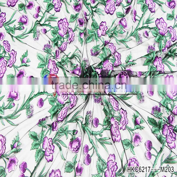 Fashion News Purple Flower Mesh Fabric Embroidered Tulle Fabric Apperal Textile Accessories And Fabric For Textile/Garment photo-3