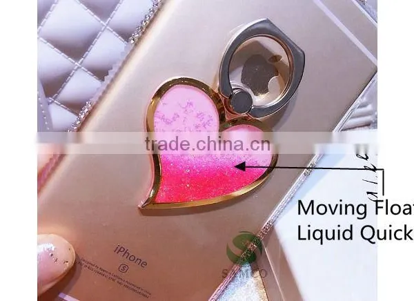 Samco Romantic Heart Liquid Quicksand Universal 360 Degree Rotating Cell Phone Stand Holder Ring photo-5
