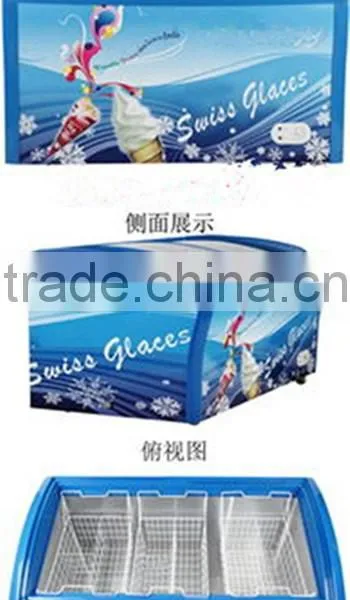 Best Seller Curved Double Door Sliding Glass Door Ice Cream Showcase Freezer photo-4