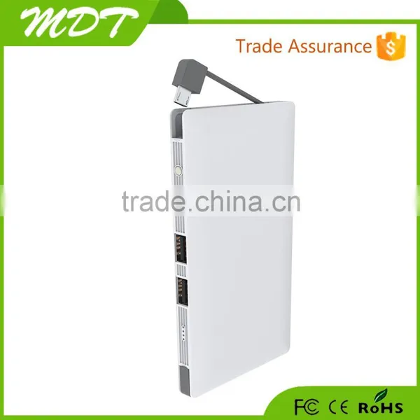 Hot Sale in World High Quality Portable 10000mah Quick Charge QC2.0 Tech Built in Cable Power Bank photo-4