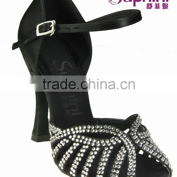 Satin With Rhinestone/Crystal /stone Profession and Fashion Standard Latin Dance Shoes photo-2