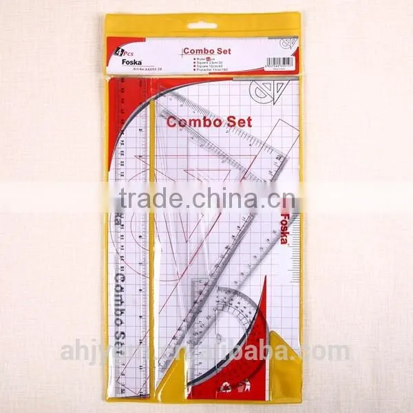4 Pieces Plastic Ruler Set/geometric Ruler Set