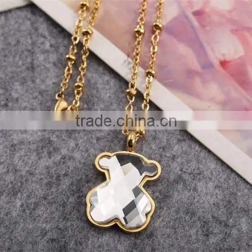 China Top Wholesale Fashionable Gold Chain White Big Charm Necklace With Bear photo-4