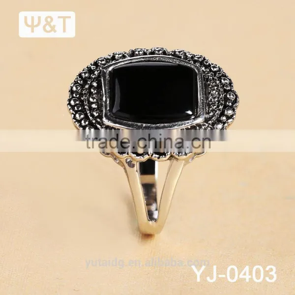 Jingli Factory Direct Silver Ring With Black Stone (YJ-403) photo-2