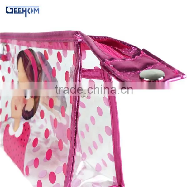 Ladies Portable Standing Webbing Plastic Pvc Pouch photo-2