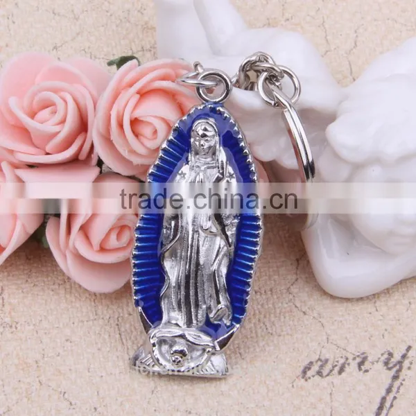 2016 New Design Key Chain Ring Custom Key Holder Our Lady of Guadalupe Metal Cross Key Chain Split Key Ring Clip Wholesale photo-3