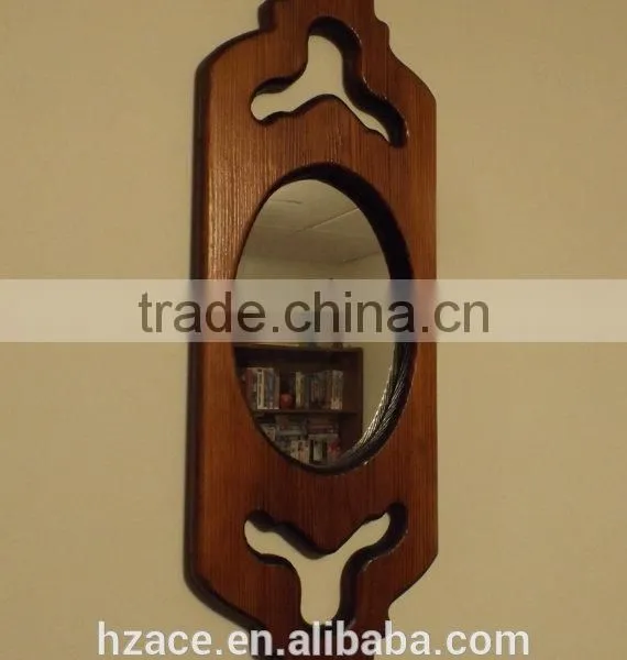 Antique Wall Mirror in Hand Curved Wooden Frame photo-2