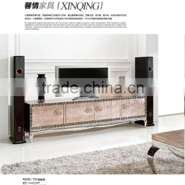 E368 Latest and Modern Design Stainless Steel Base MDF TV Cabinet photo-2