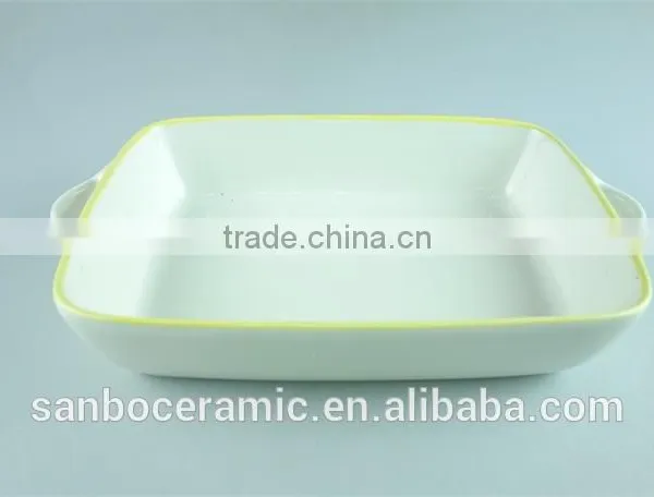 Stoneware Ceramic Baking Dish / Rectangular Bakeware With Handles photo-2
