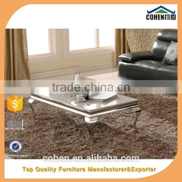 Hot Sale Cheap Simple Design Square Stainless Steel Marble Coffee Table With Marble photo-2