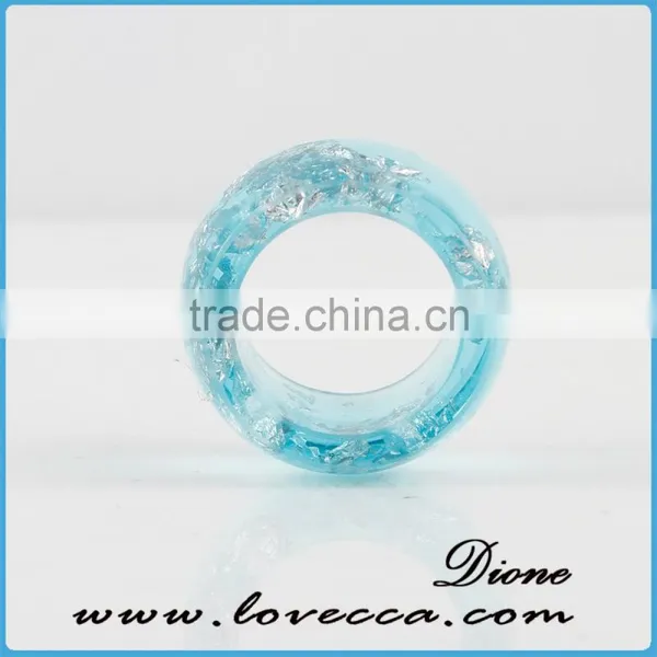 Preserved Flowers in Resin , Handmade Jewelry Dried Flower Resin Rings , Blue Eco-resin Ring photo-3