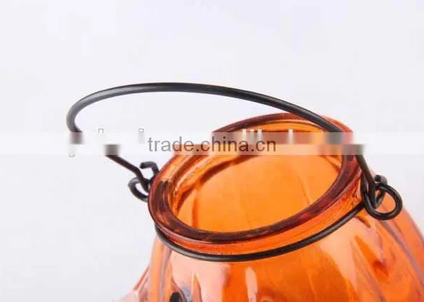 Portable Pumpkin Shaped Glass Candle Holder photo-2